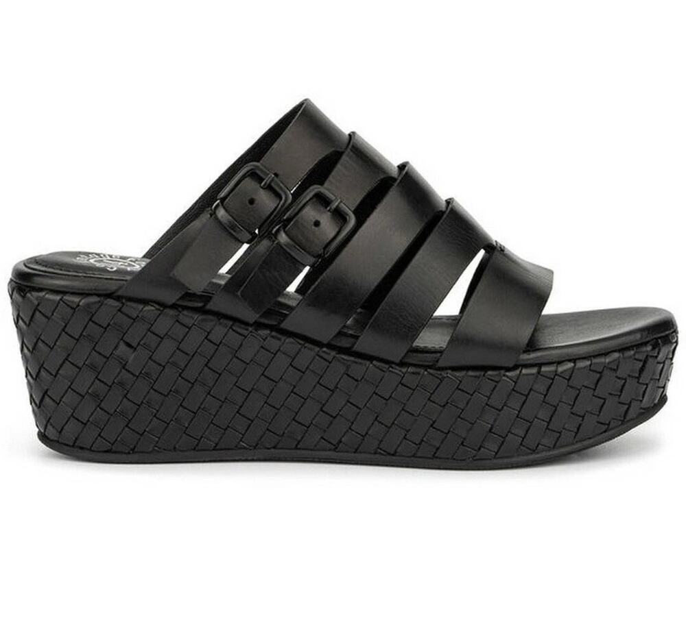 Vintage Foundry Co. $230 Cornelia Wedge Leather Sandal Black Size 7 New